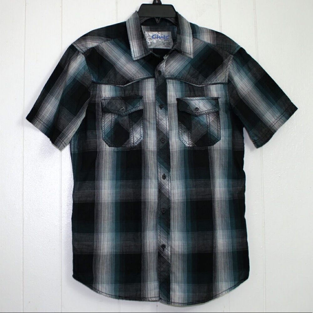 Chalc Men’s Plaid Short Sleeve Shirt